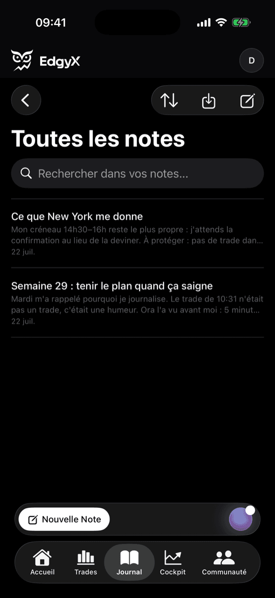Edgyx iOS · Journal