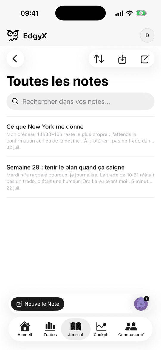 Edgyx iOS · Journal