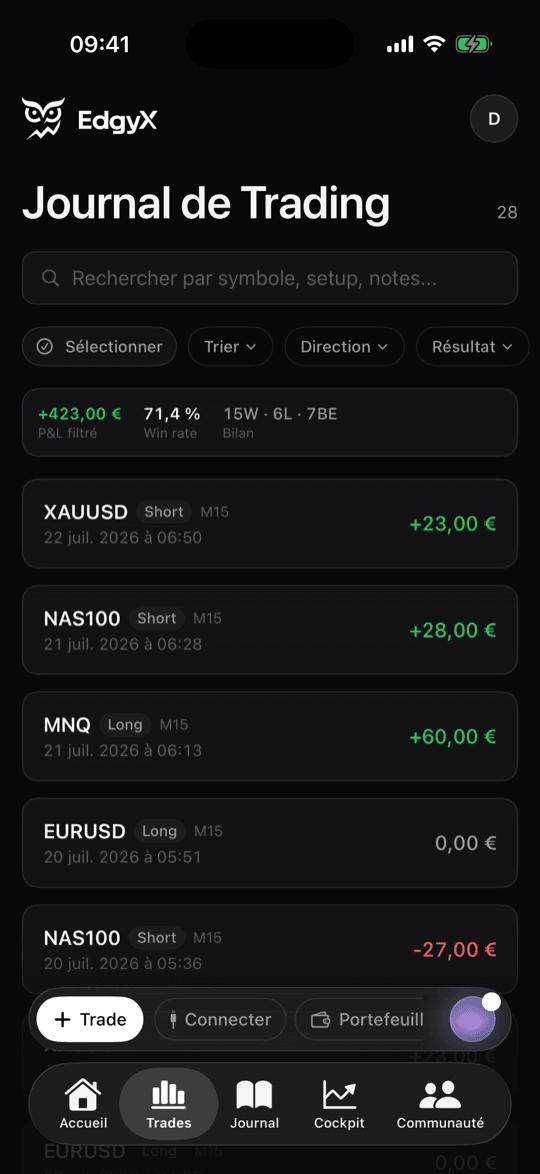 Edgyx iOS · Trades